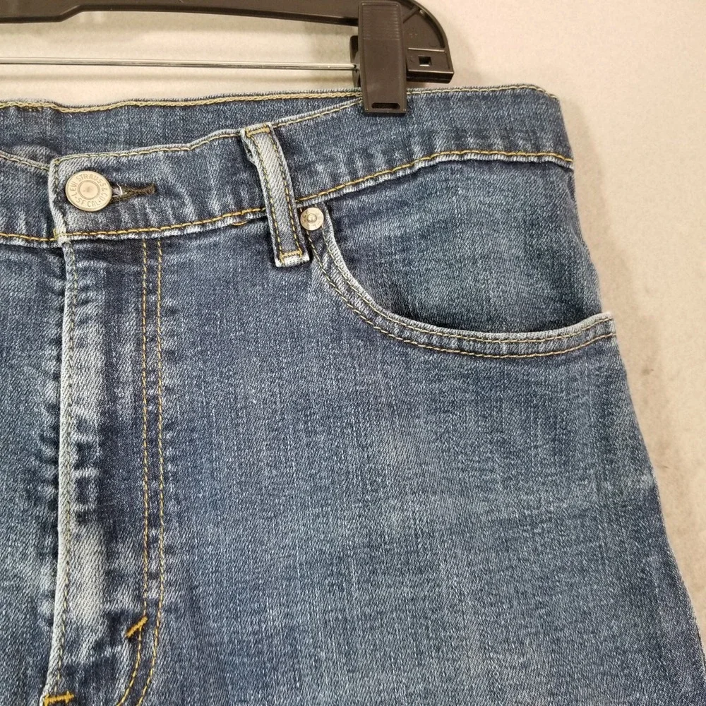 Levi's 514 jeans men's 36x32 slim straight blue Flex denim pants flawed trashed